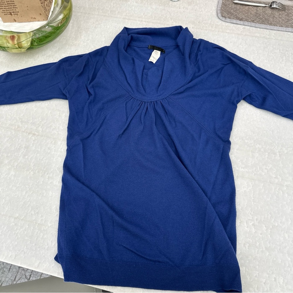 Blue Les Copains Womens Cashmere Turtle Neck Long Sleeve Blouse Top  Size EUR44